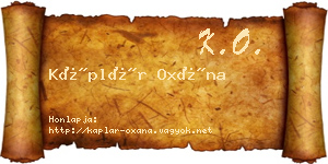 Káplár Oxána névjegykártya